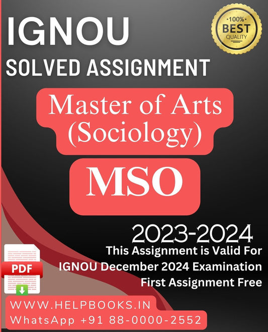 IGNOU M.A. Sociology-MSO Solved Assignment for IGNOU December 2024 Exam