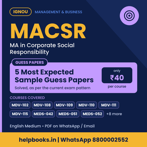 IGNOU MACSR 5 Most Expected Sample Guess Papers - MA in Corporate Social Responsibility