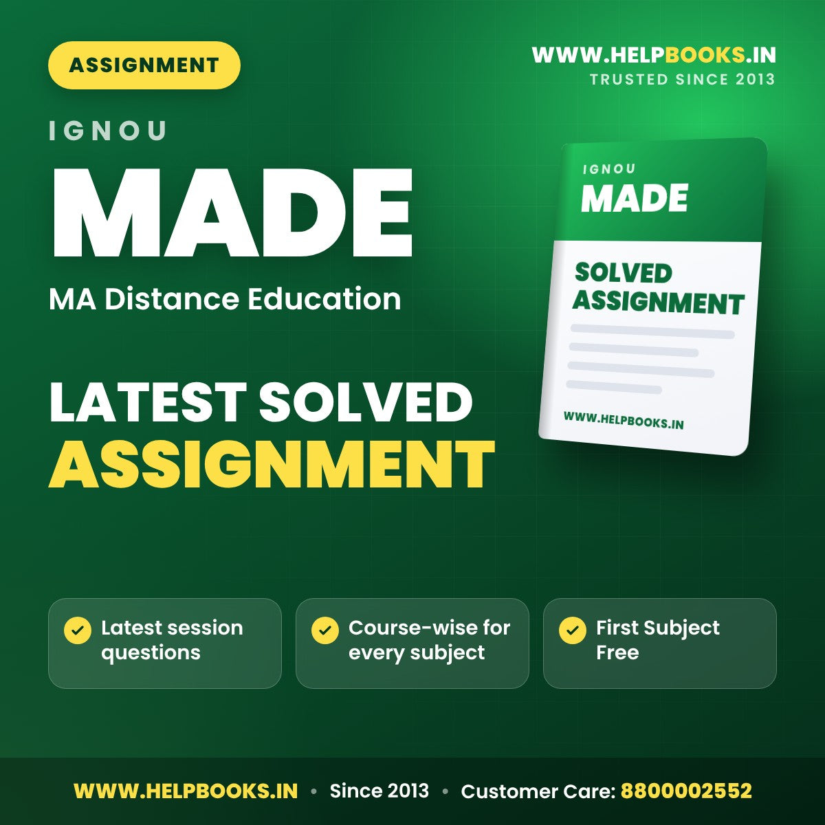 IGNOU MADE Solved Assignment PDF - helpbooks.in