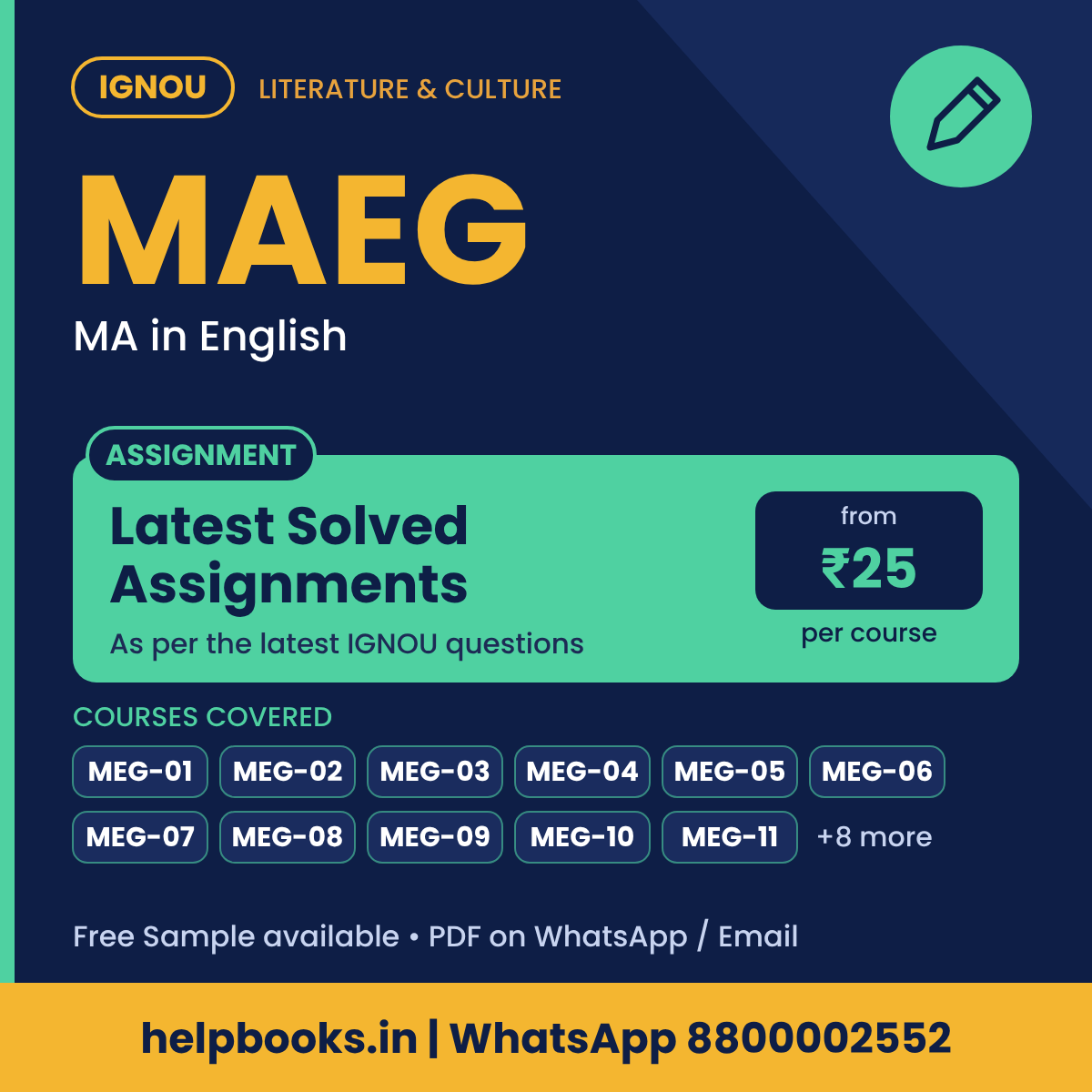 IGNOU MAEG Latest Solved Assignments - MA English