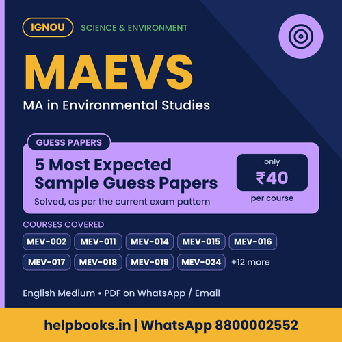 IGNOU MAEVS 5 Most Expected Sample Guess Papers - MA in Environmental Studies