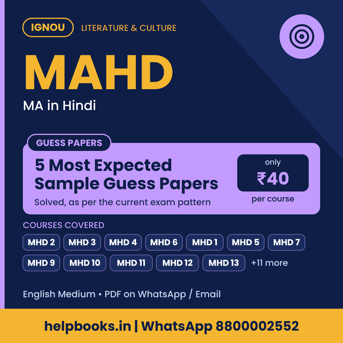 IGNOU MAHD 5 Most Expected Sample Guess Papers - MA Hindi