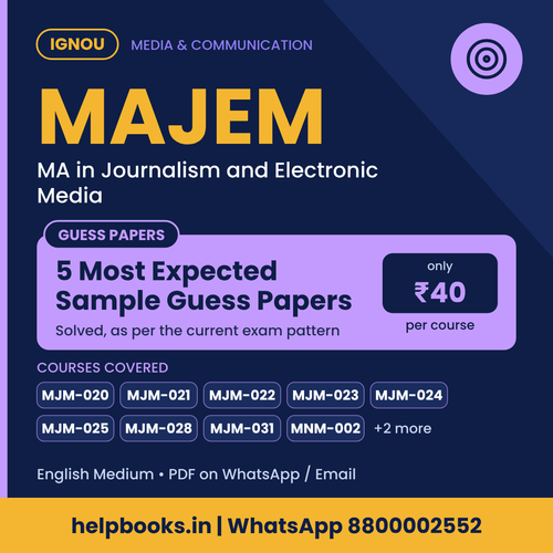 IGNOU MAJEM 5 Most Expected Sample Guess Papers - MA in Journalism and Electronic Media