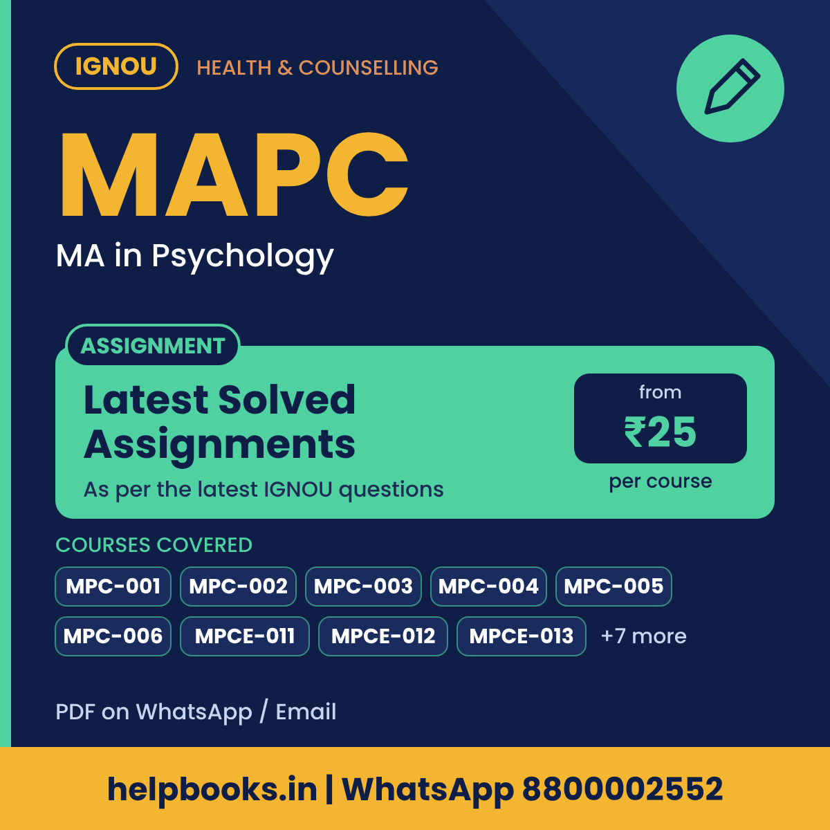 IGNOU MAPC Latest Solved Assignments - MA in Psychology