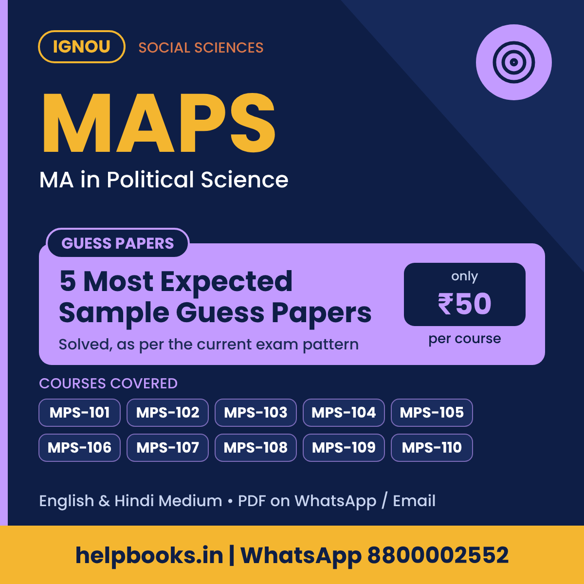 IGNOU MAPS 5 Most Expected Sample Guess Papers - MA Political Science