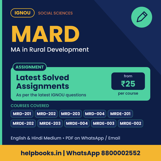 IGNOU MARD Latest Solved Assignments - MA in Rural Development