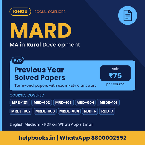IGNOU MARD Previous Year Solved Papers - MA in Rural Development