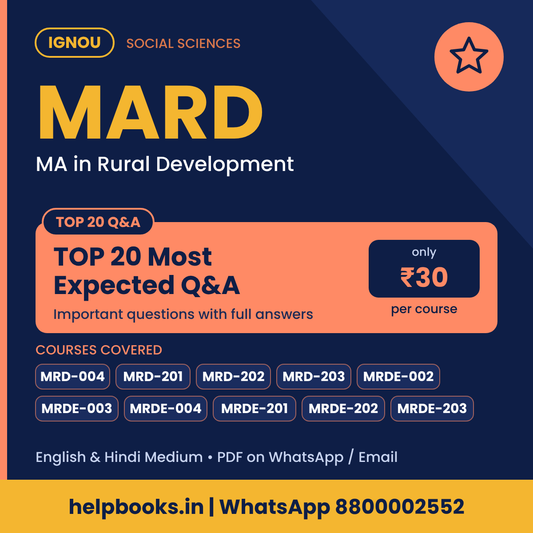 IGNOU MARD TOP 20 Important Questions with Answers - MA in Rural Development
