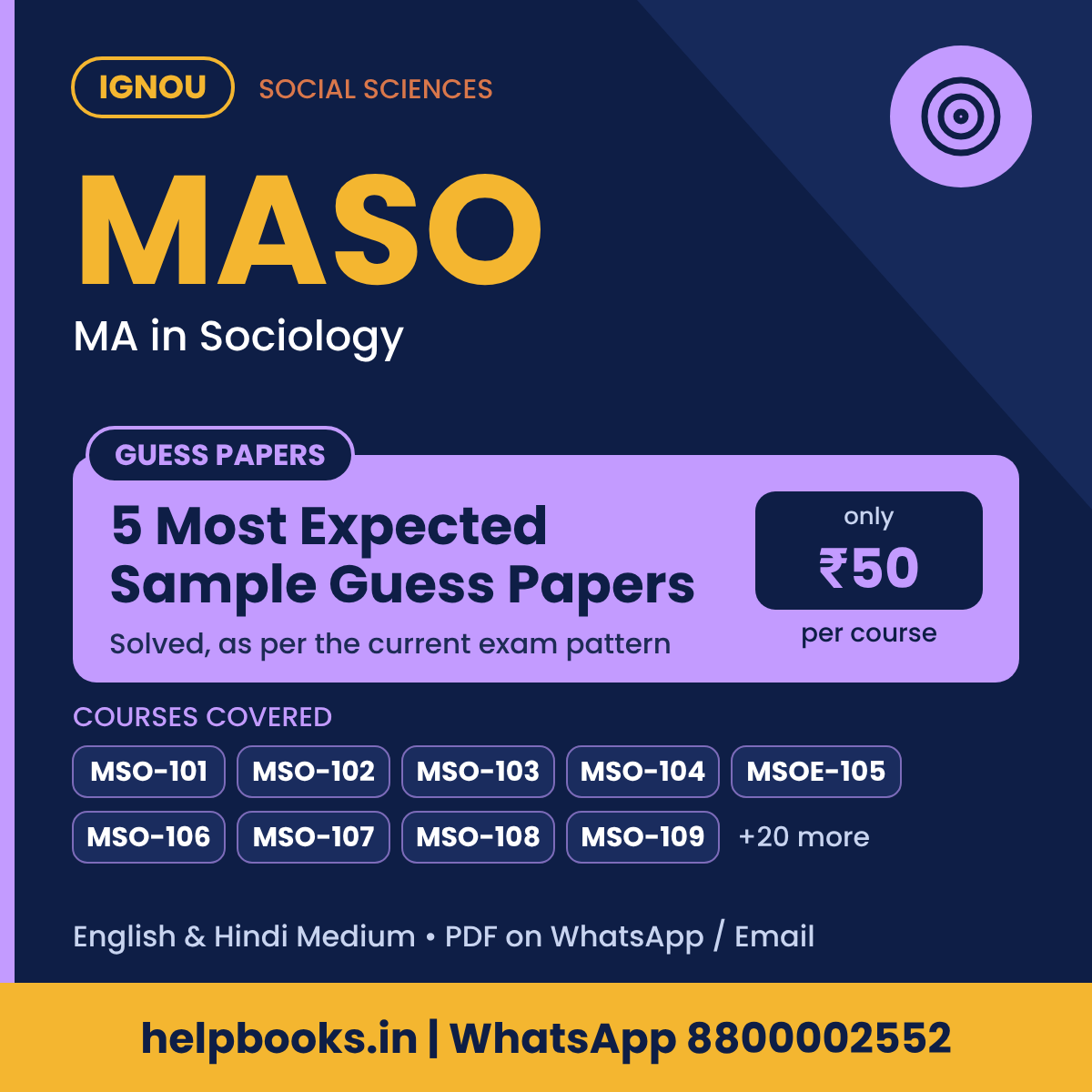 IGNOU MASO 5 Most Expected Sample Guess Papers - MA Sociology