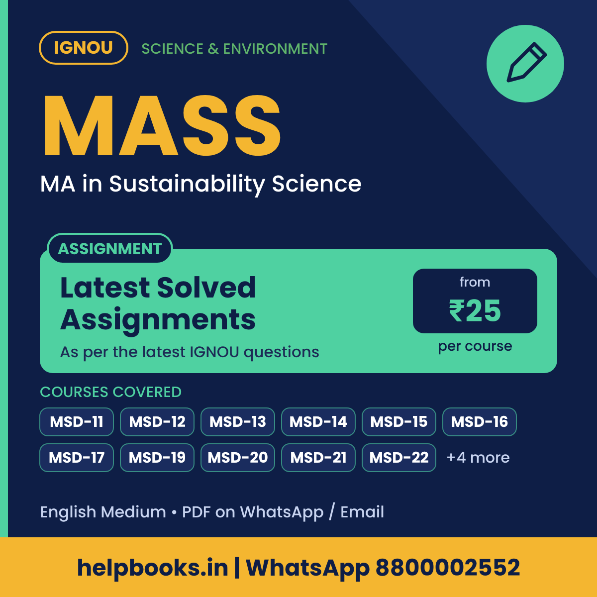 IGNOU MASS Latest Solved Assignments - MA in Sustainability Science