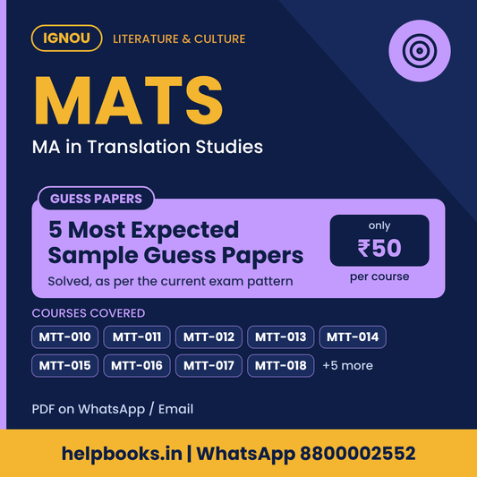 IGNOU MATS 5 Most Expected Sample Guess Papers - MA Translation Studies