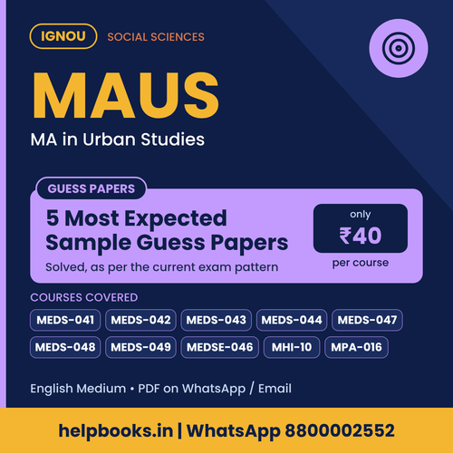 IGNOU MAUS 5 Most Expected Sample Guess Papers - MA in Urban Studies