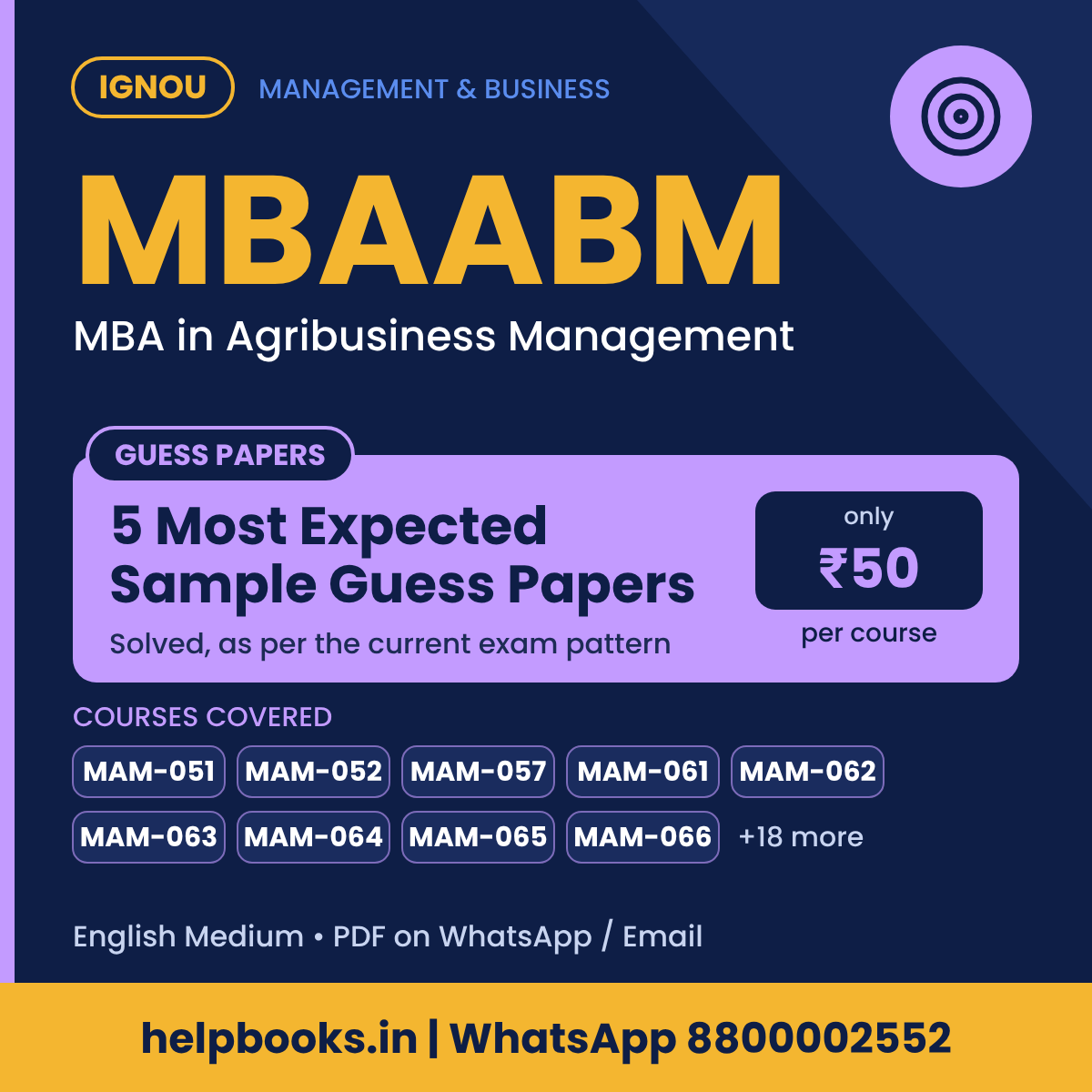 IGNOU MBAABM 5 Most Expected Sample Guess Papers - MBA in Agribusiness Management
