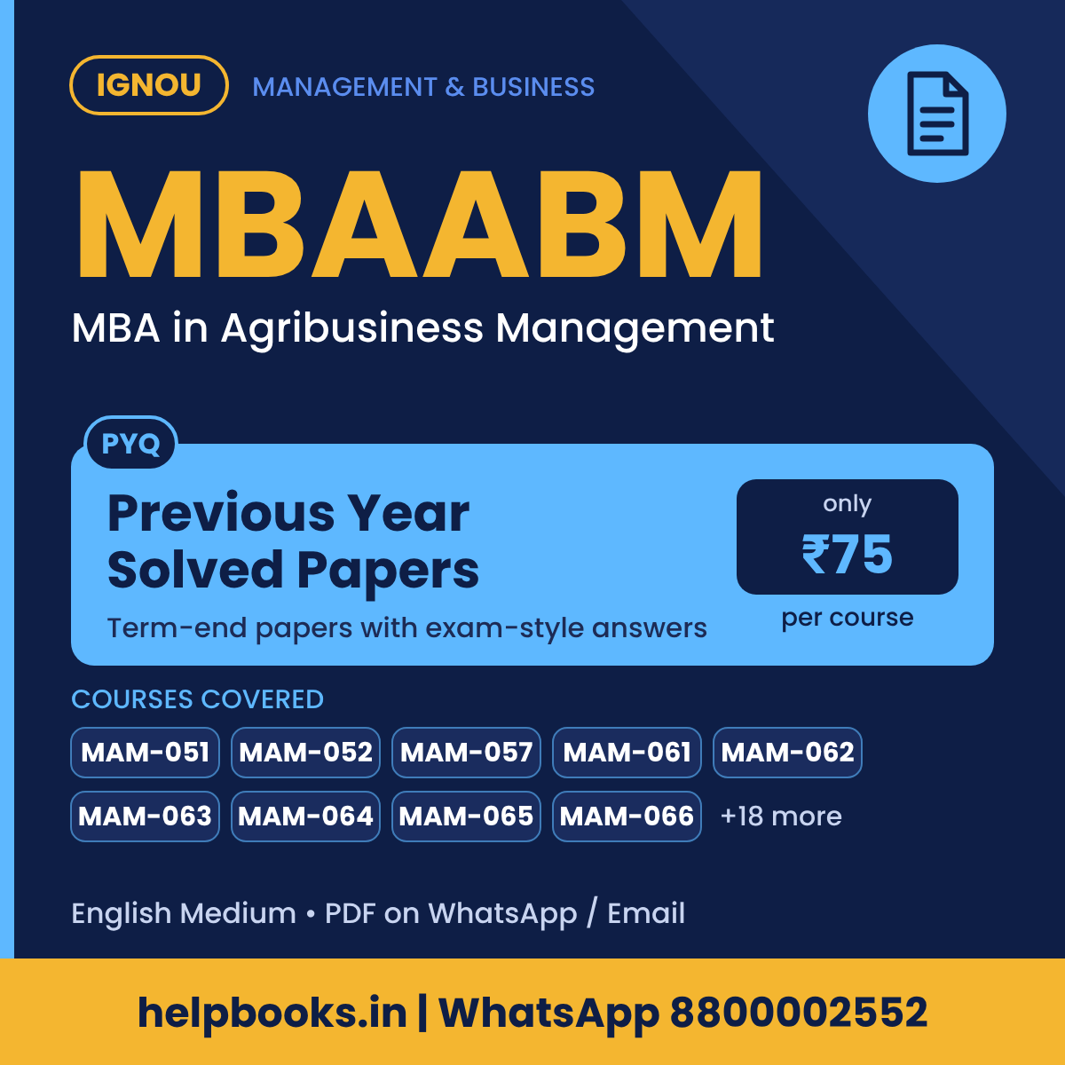 IGNOU MBAABM Previous Year Solved Papers - MBA in Agribusiness Management