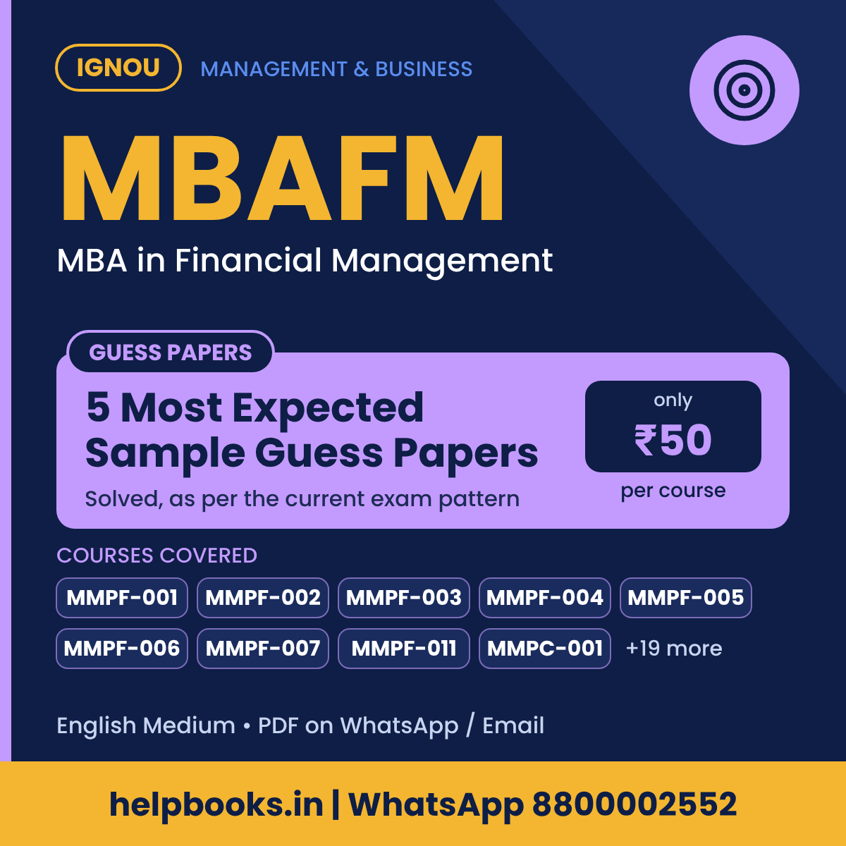 IGNOU MBAFM 5 Most Expected Sample Guess Papers - MBA in Financial Management