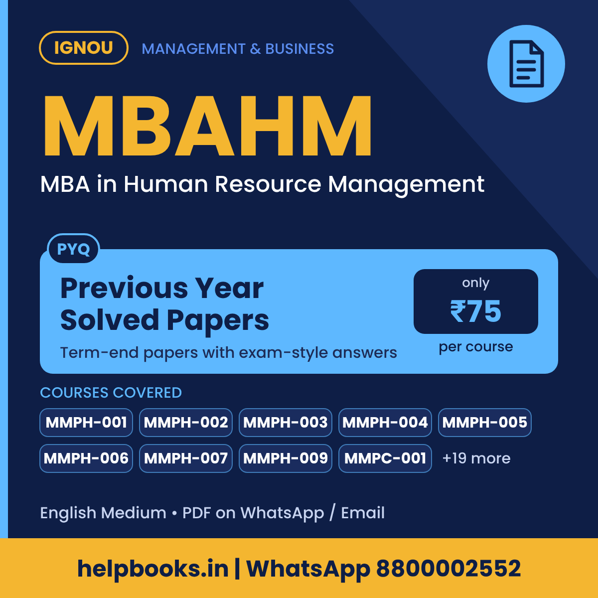 IGNOU MBAHM Previous Year Solved Papers - MBA in Human Resource Management