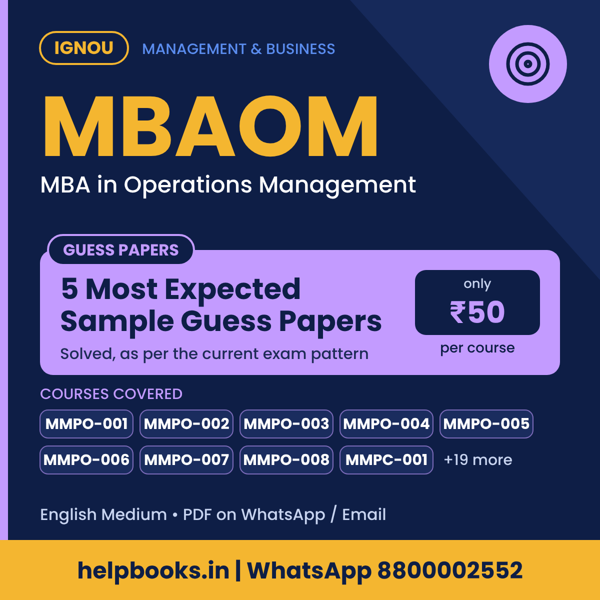 IGNOU MBAOM 5 Most Expected Sample Guess Papers - MBA in Operations Management