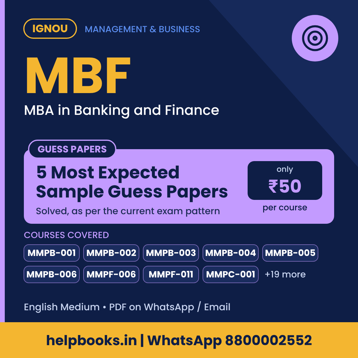 IGNOU MBF 5 Most Expected Sample Guess Papers - MBA in Banking and Finance