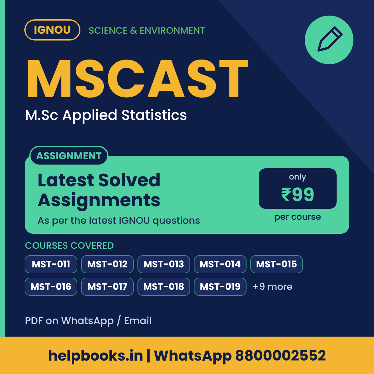 IGNOU MSCAST Latest Solved Assignments - M.Sc Applied Statistics