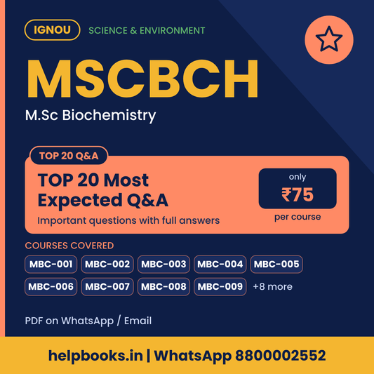 IGNOU MSCBCH TOP 20 Important Questions with Answers - M.Sc Biochemistry