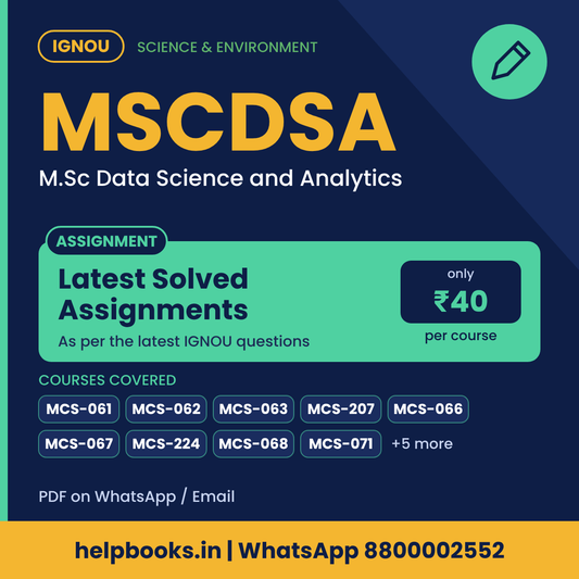 IGNOU MSCDSA Latest Solved Assignments - M.Sc Data Science and Analytics