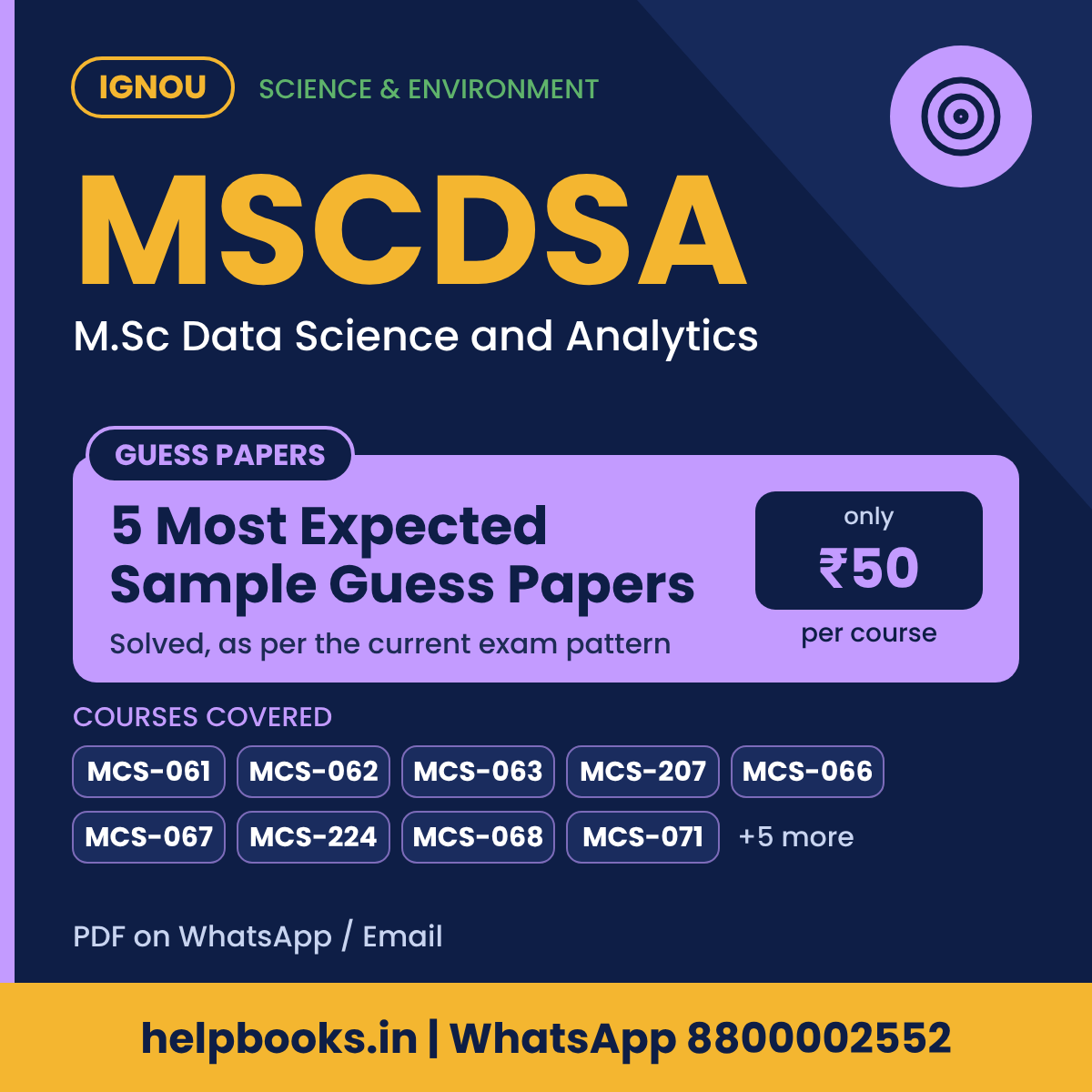 IGNOU MSCDSA 5 Most Expected Sample Guess Papers - M.Sc Data Science and Analytics