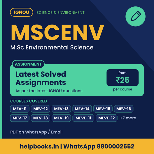 IGNOU MSCENV Latest Solved Assignments - M.Sc Environmental Science