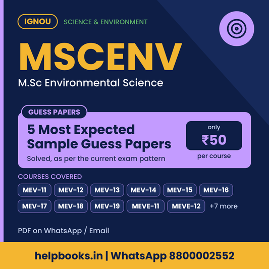 IGNOU MSCENV 5 Most Expected Sample Guess Papers - M.Sc Environmental Science