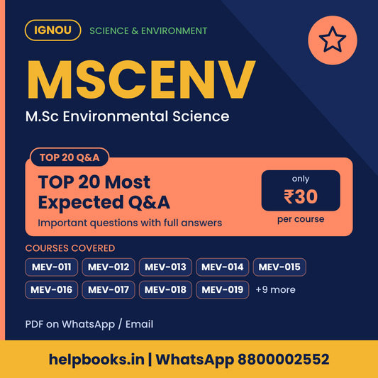 IGNOU MSCENV TOP 20 Important Questions with Answers - M.Sc Environmental Science