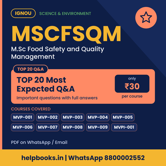 IGNOU MSCFSQM TOP 20 Important Questions with Answers - M.Sc Food Safety and Quality Management