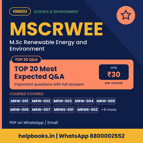 IGNOU MSCRWEE TOP 20 Important Questions with Answers - M.Sc Renewable Energy and Environment