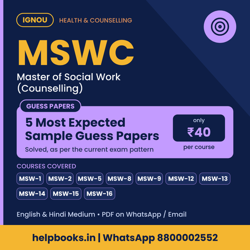IGNOU MSWC 5 Most Expected Sample Guess Papers - Master of Social Work (Counselling)