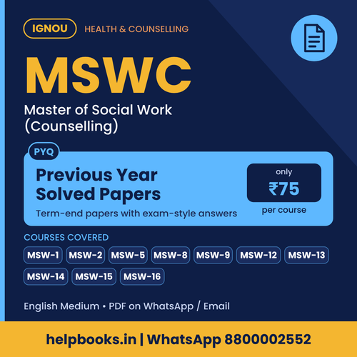 IGNOU MSWC Previous Year Solved Papers - Master of Social Work (Counselling)