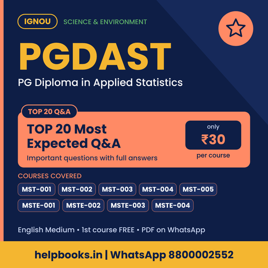 IGNOU PGDAST TOP 20 Important Questions with Answers - PG Diploma in Applied Statistics