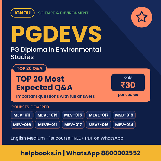 IGNOU PGDEVS TOP 20 Important Questions with Answers - PG Diploma in Environmental Studies
