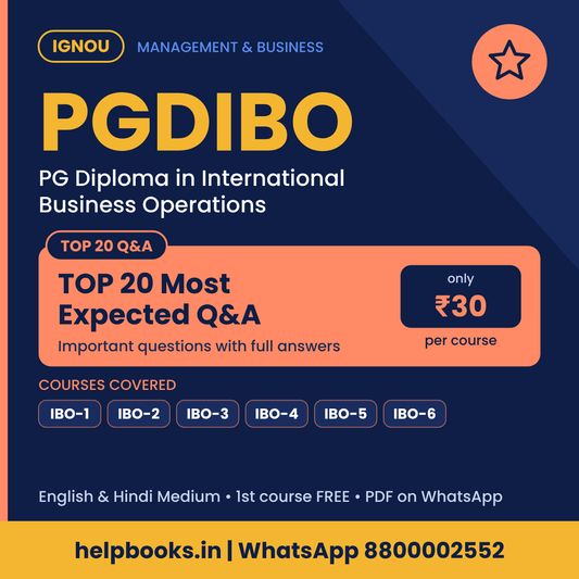 IGNOU PGDIBO TOP 20 Important Questions with Answers - PG Diploma in International Business Operations