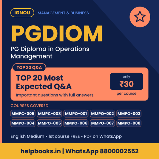 IGNOU PGDIOM TOP 20 Important Questions with Answers - PG Diploma in Operations Management