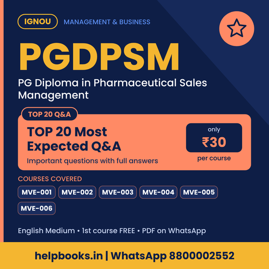 IGNOU PGDPSM TOP 20 Important Questions with Answers - PG Diploma in Pharmaceutical Sales Management