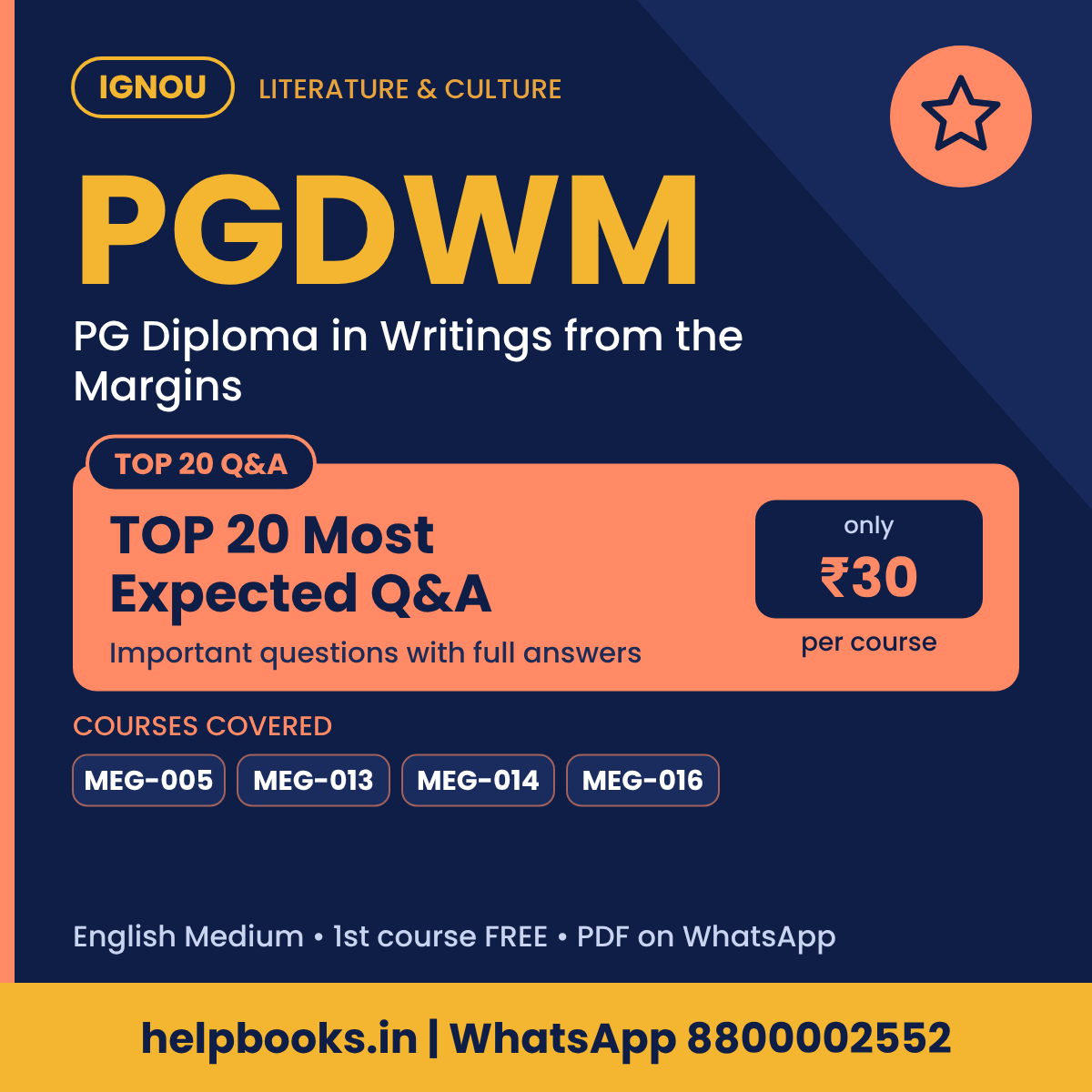 IGNOU PGDWM TOP 20 Important Questions with Answers - PG Diploma in Writings from the Margins