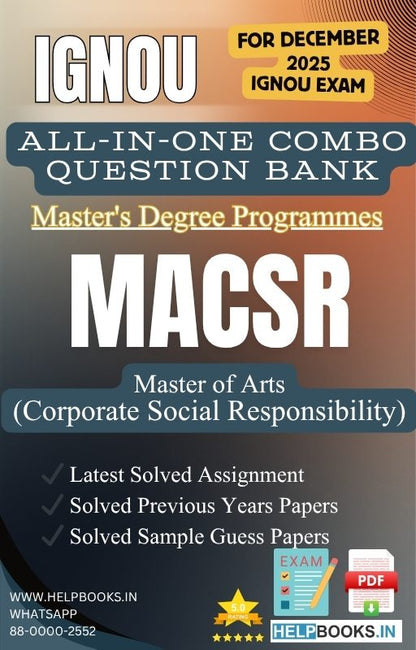 MA Corporate Social Responsibility – MACSR All-in-One Combo | IGNOU Exam Study Pack with Solved PYQs, Exam Guess Papers & Assignments