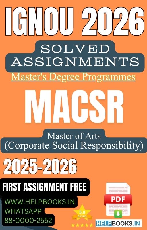 IGNOU MA in Corporate Social Responsibility-MACSR Solved Assignment 2026