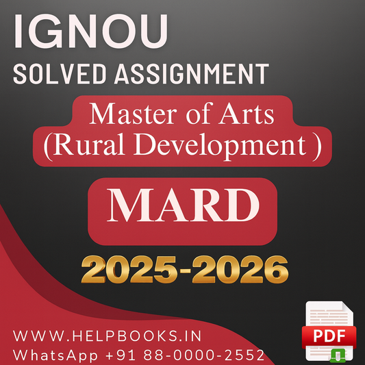 2025–2026 | IGNOU MARD Solved Assignments-MA in Rural Development