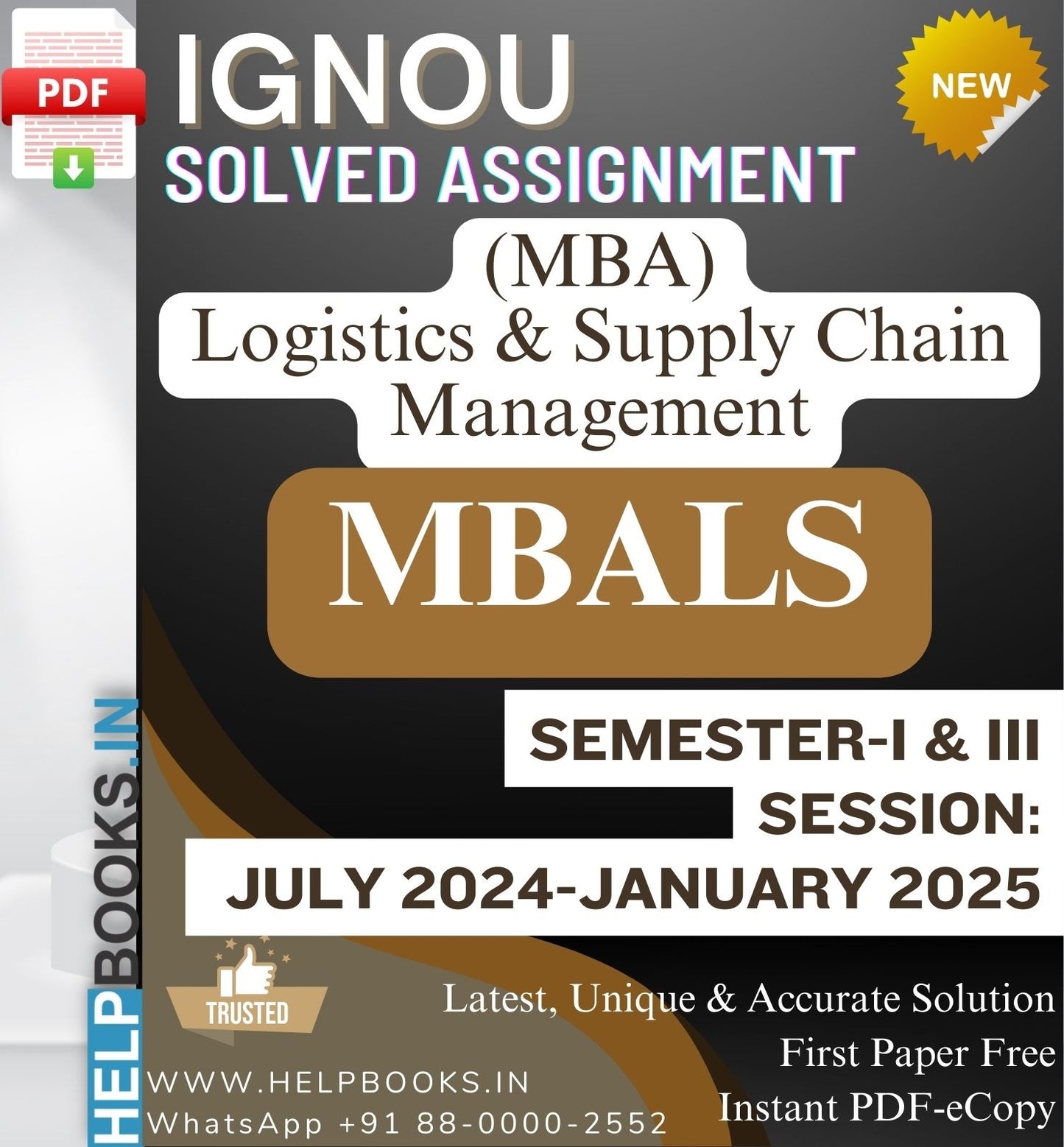 IGNOU MBA (Logistics & Supply Chain Management) MBALS Solved Assignments-Session: July 2024-January 2025