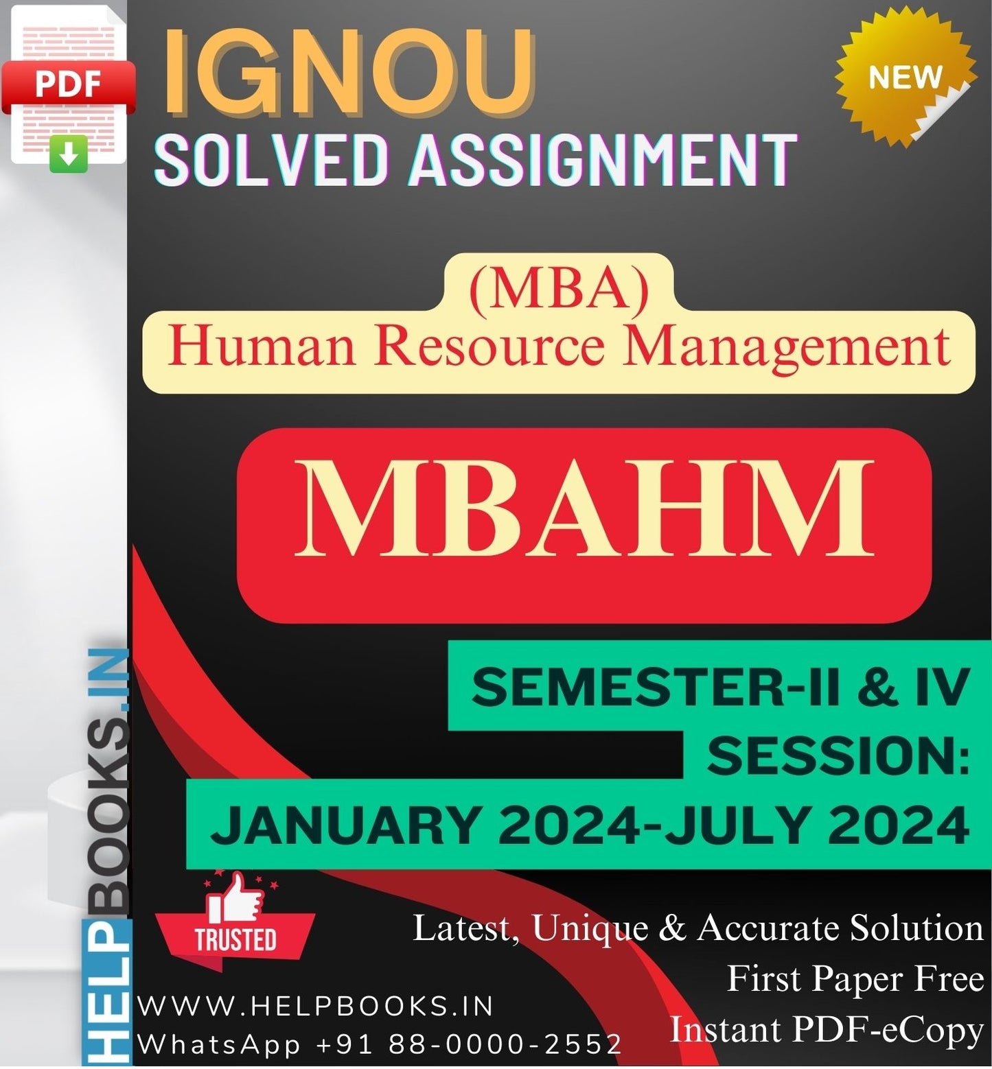 IGNOU MBA (Human Resource Management) MBAHM Solved Assignments-Session: January 2024-July 2024