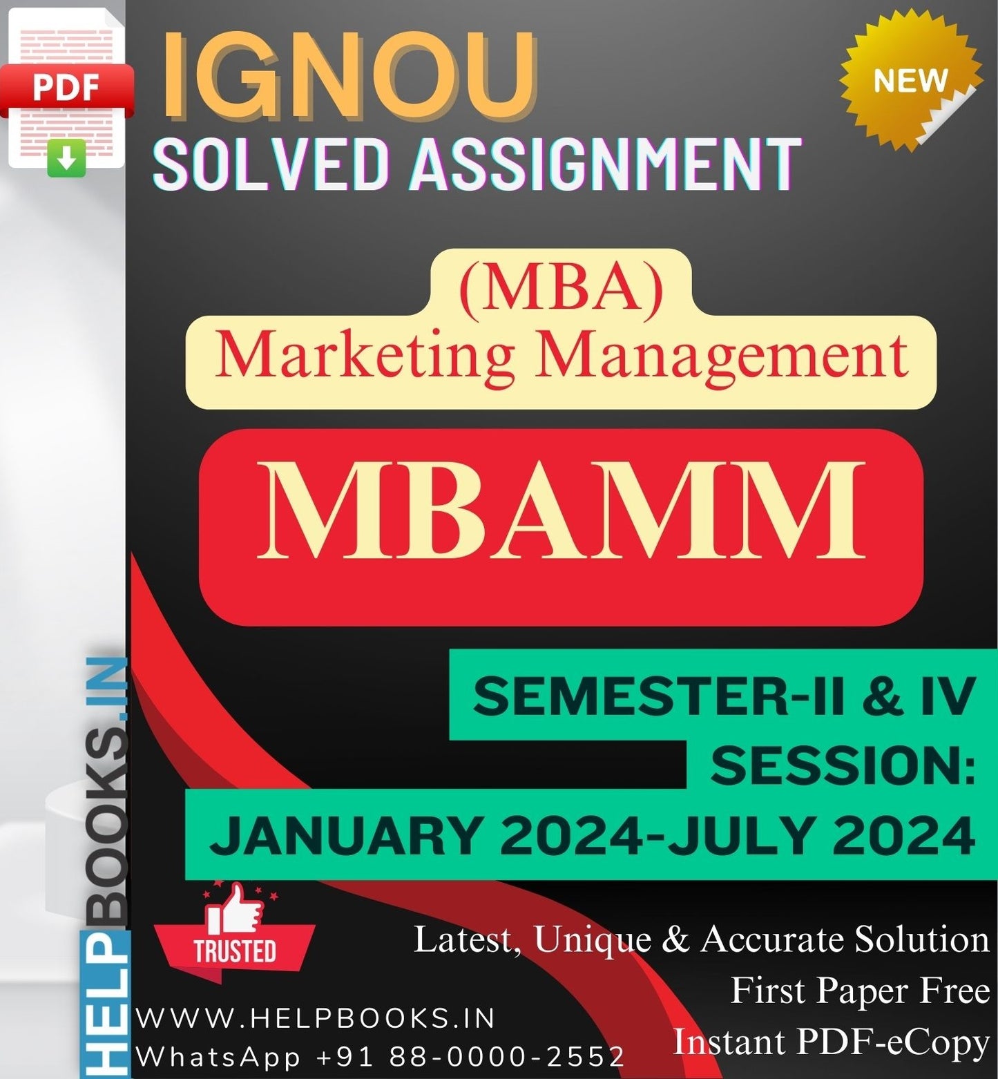 IGNOU MBA (Marketing Management) MBAMM Solved Assignments-Session: January 2024-July 2024