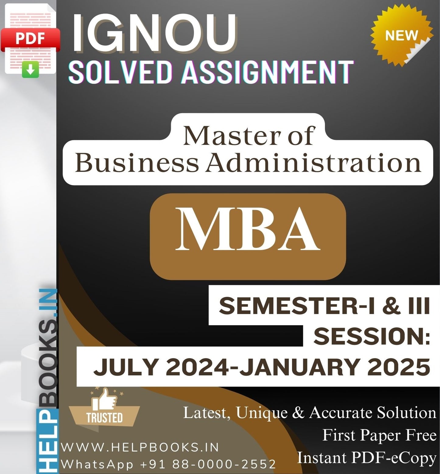 IGNOU Master of Business Administration MBA Solved Assignments-Session: July 2024-January 2025