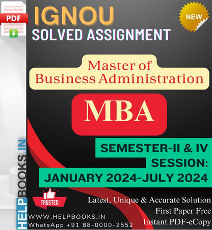 IGNOU Master of Business Administration MBA Solved Assignments-Session: January 2024-July 2024