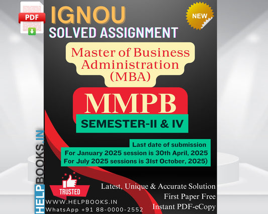 IGNOU MBA MMPB Subjects Solved Assignments for Semester 2 & 4