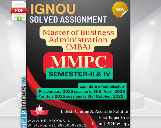 IGNOU MBA MMPC Subjects Solved Assignments for Semester 2 & 4