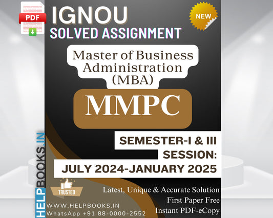 IGNOU MBA MMPC Subjects Solved Assignments for Semester 1 & 3